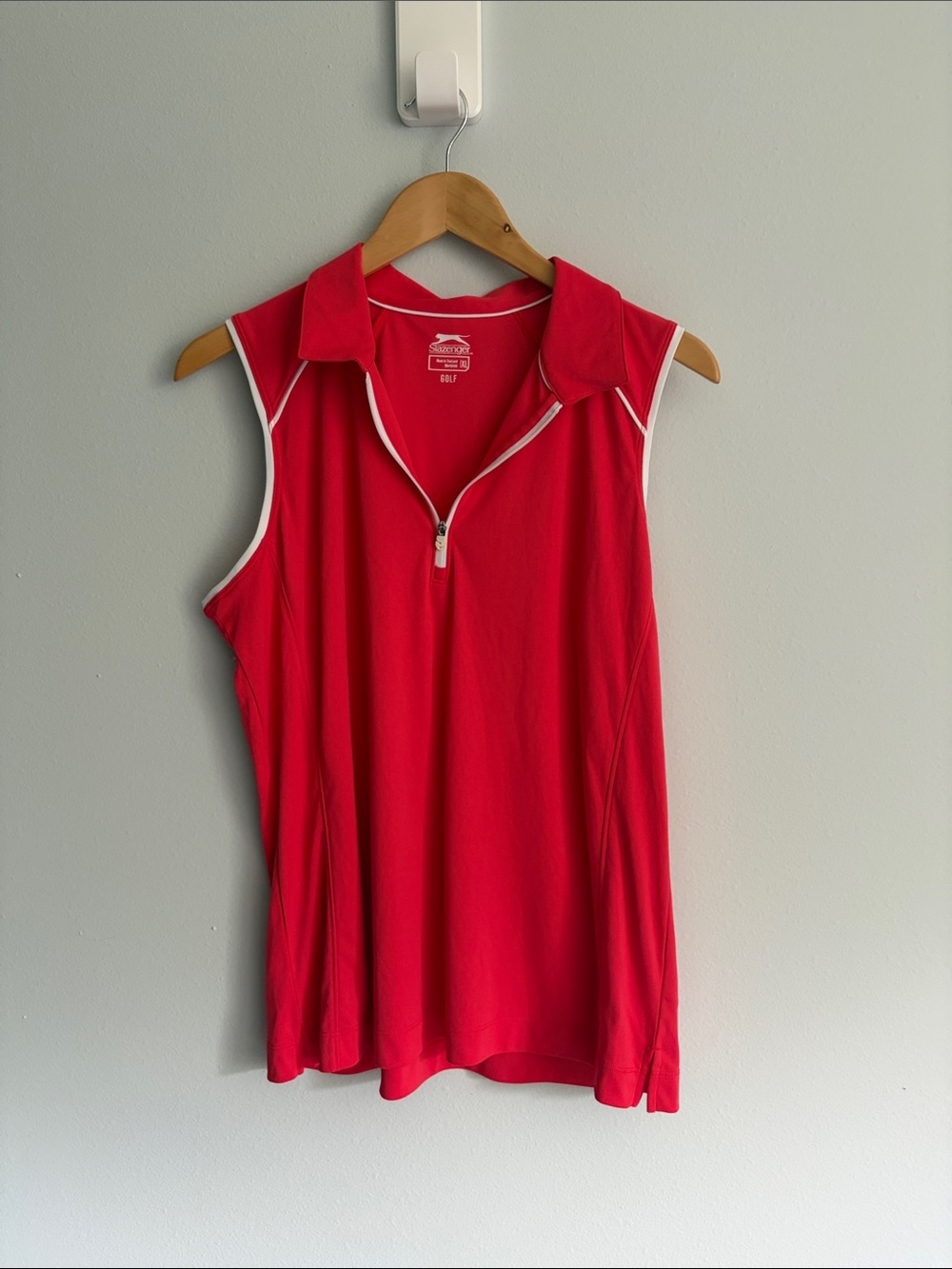 Sleeveless LIGHT Red/Coral Golf Polo Tank with Zip Collar